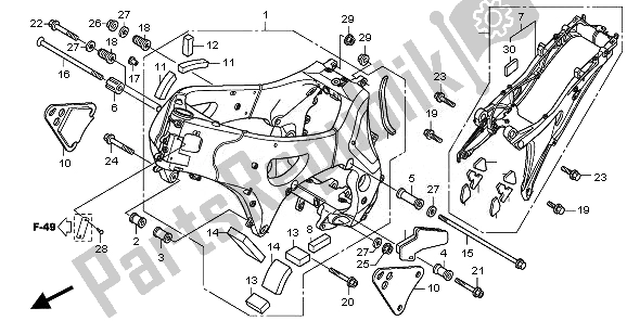 All parts for the Frame Body of the Honda VFR 1200F 2011