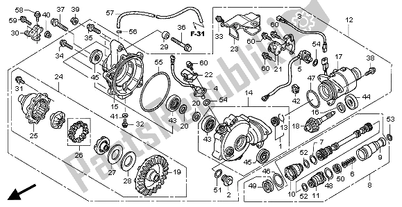 Todas as partes de Engrenagem Final Dianteira do Honda TRX 500 FA Fourtrax Foreman Rubican 2009