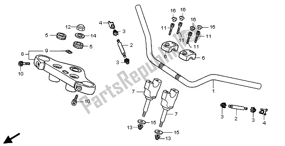 All parts for the Handle Pipe & Top Bridge of the Honda VT 750S 2011