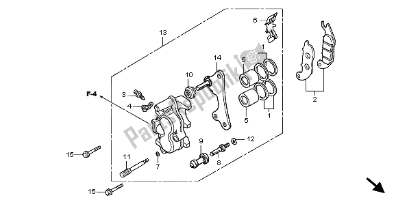 Todas as partes de Pinça De Freio Dianteiro do Honda CBF 125M 2009