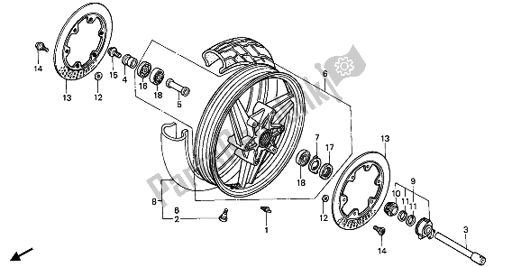 Todas las partes para Rueda Delantera de Honda CBR 600F 1989