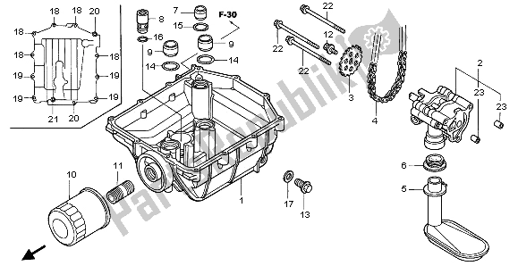 All parts for the Oil Pump of the Honda VTR 1000F 2003