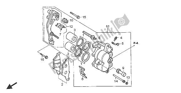 All parts for the Front Brake Caliper of the Honda XR 125L 2005