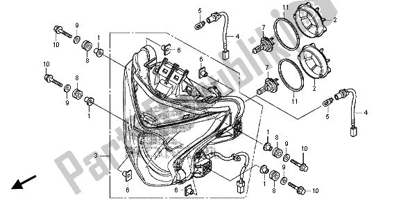 Tutte le parti per il Faro del Honda VFR 1200X 2013