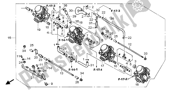 Tutte le parti per il Carburatore (assy.) del Honda CB 600F Hornet 2003