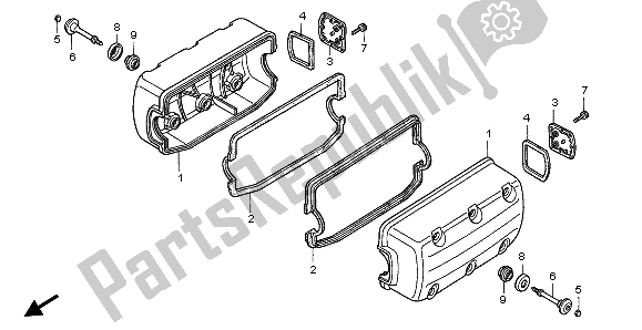 All parts for the Cylinder Head Cover of the Honda GL 1500C 1997