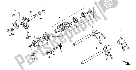 All parts for the Gearshift Drum of the Honda CBF 1000 2007