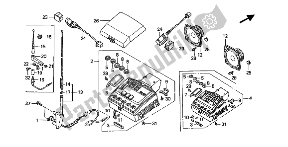 All parts for the Radio Casette of the Honda GL 1500 SE 1991