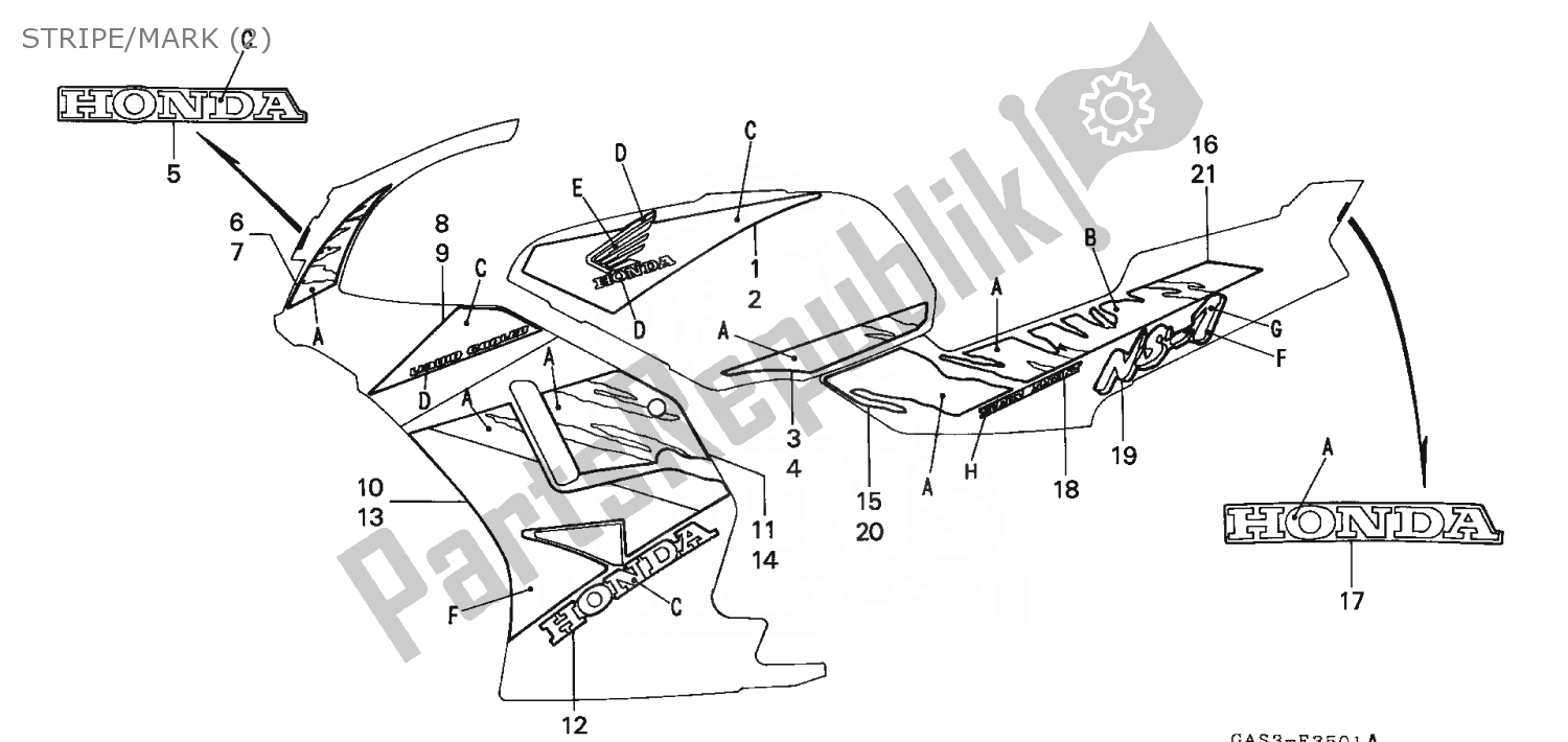 Wszystkie części do Stripe/mark (2) Honda NSR 75 1992