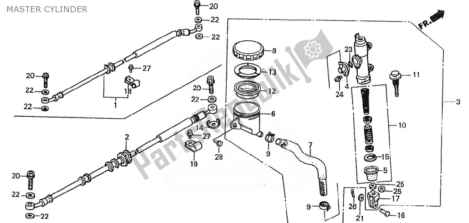 Toutes les pièces pour le Maître Cylindre du Honda VFR 400 1986