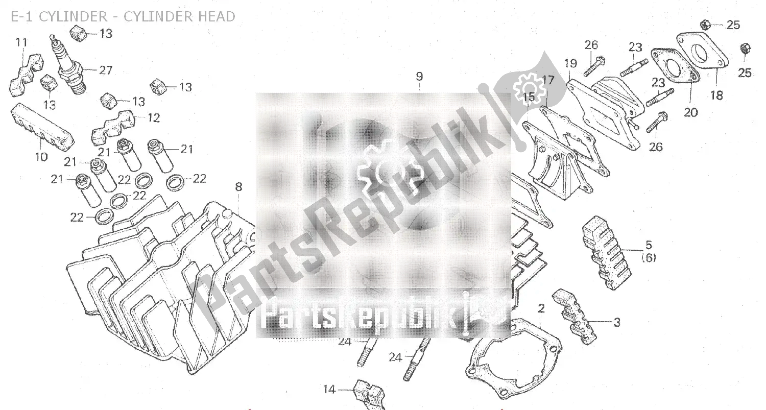 Todas las partes para E-1 Cylinder - Cylinder Head de Honda MT 80 1980