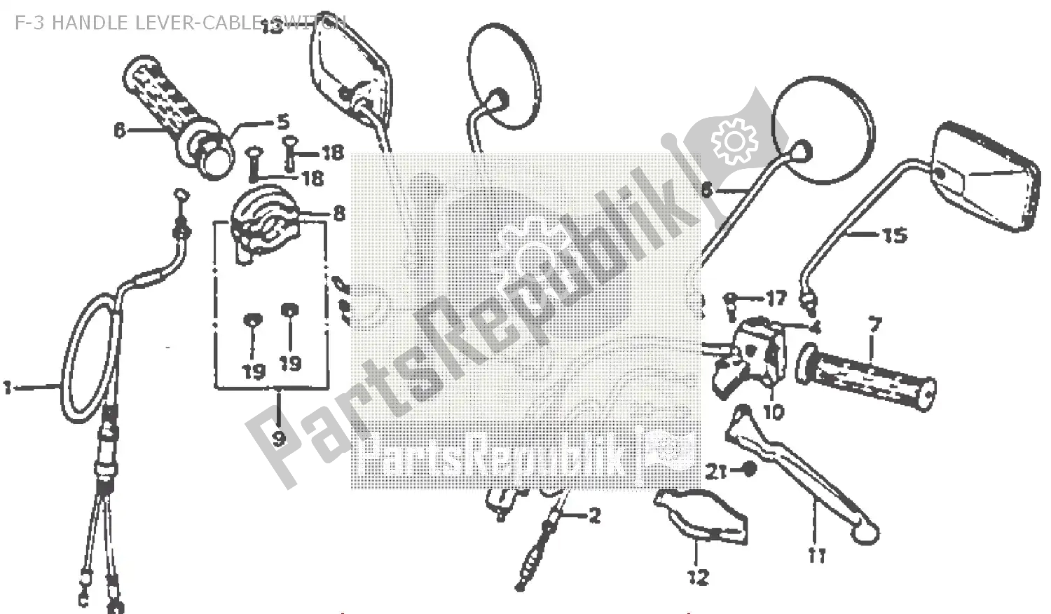 Todas las partes para F-3 Handle Lever-cable-switch de Honda MBX 50 1985