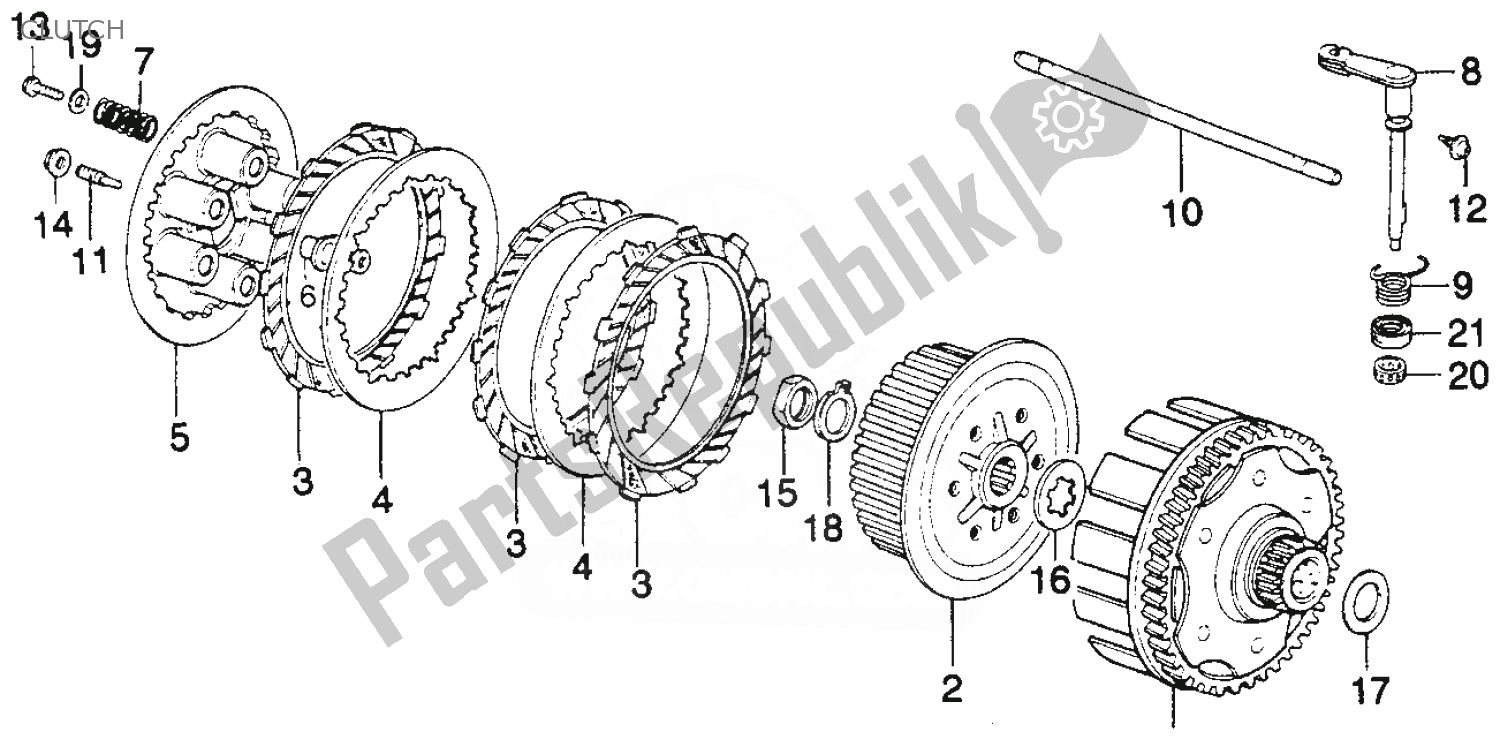 Todas las partes para Embrague de Honda MT 250 1974