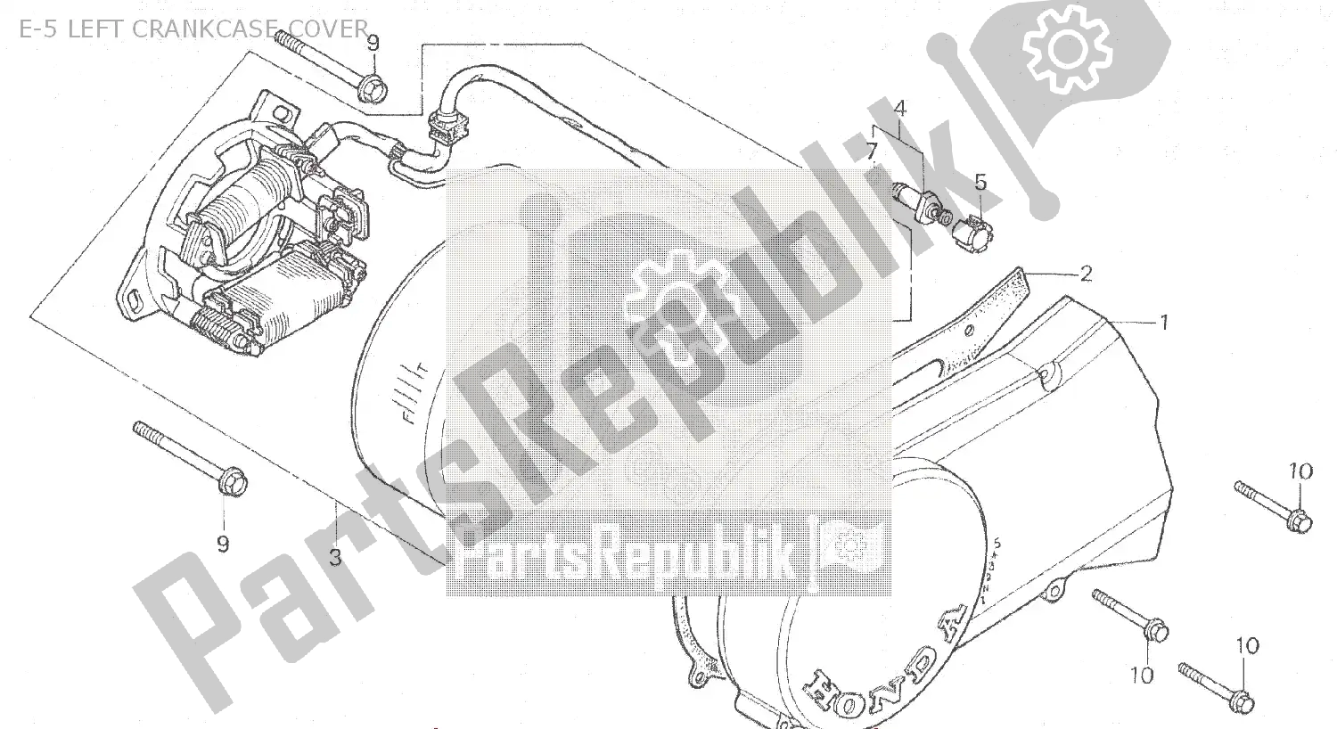 Wszystkie części do E-5 Left Crankcase Cover Honda MB 80 1981