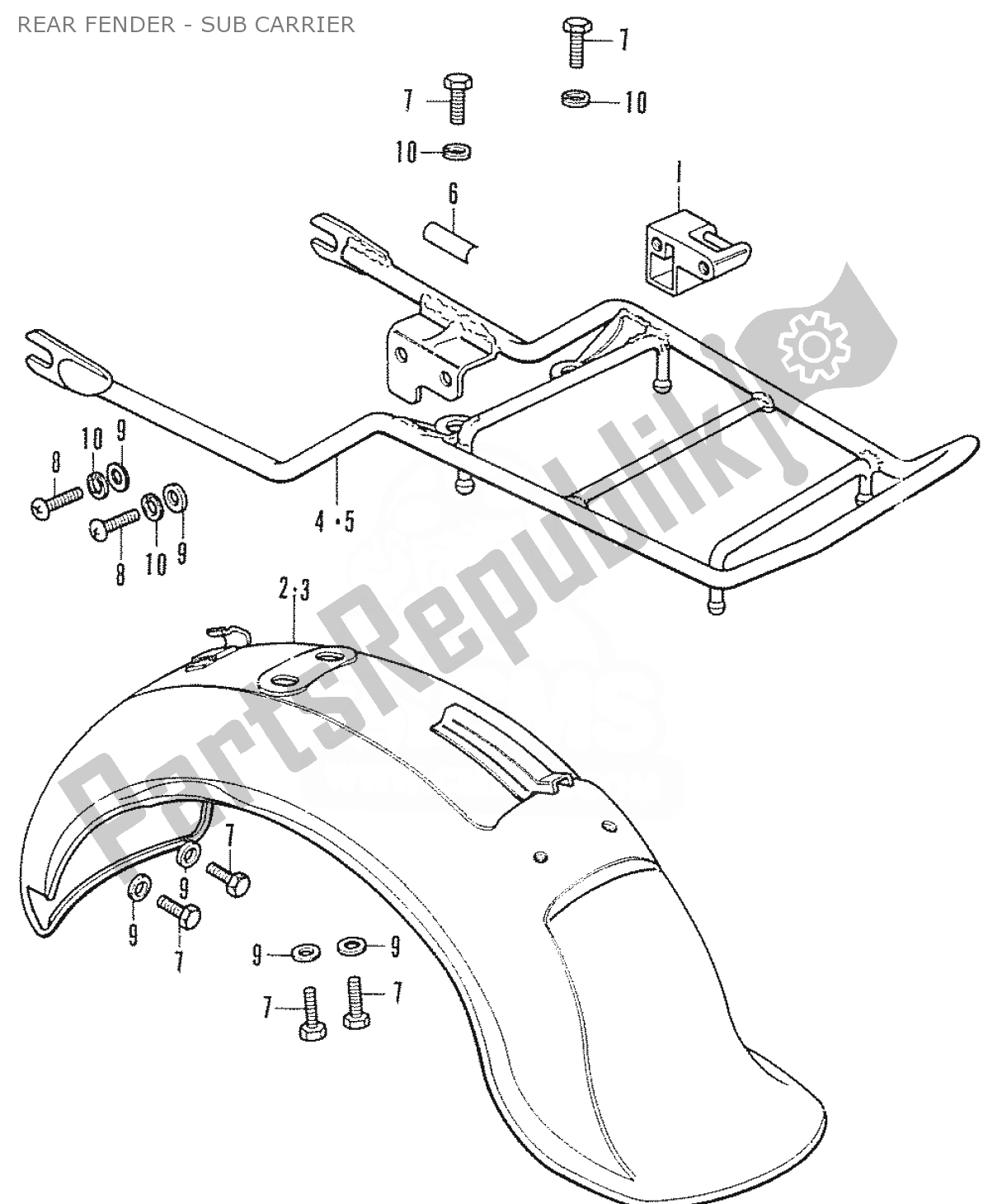 All parts for the Rear Fender - Sub Carrier of the Honda CF 70 Chaly 1950 - 2023