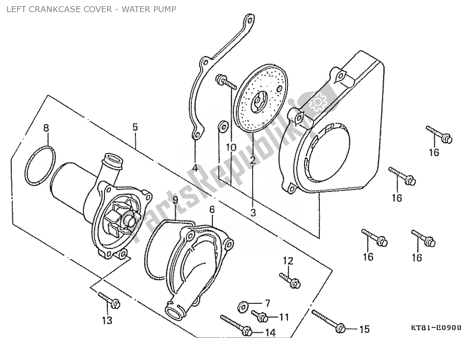 Todas las partes para Left Crankcase Cover - Water Pump de Honda CBR 400 RR 1986