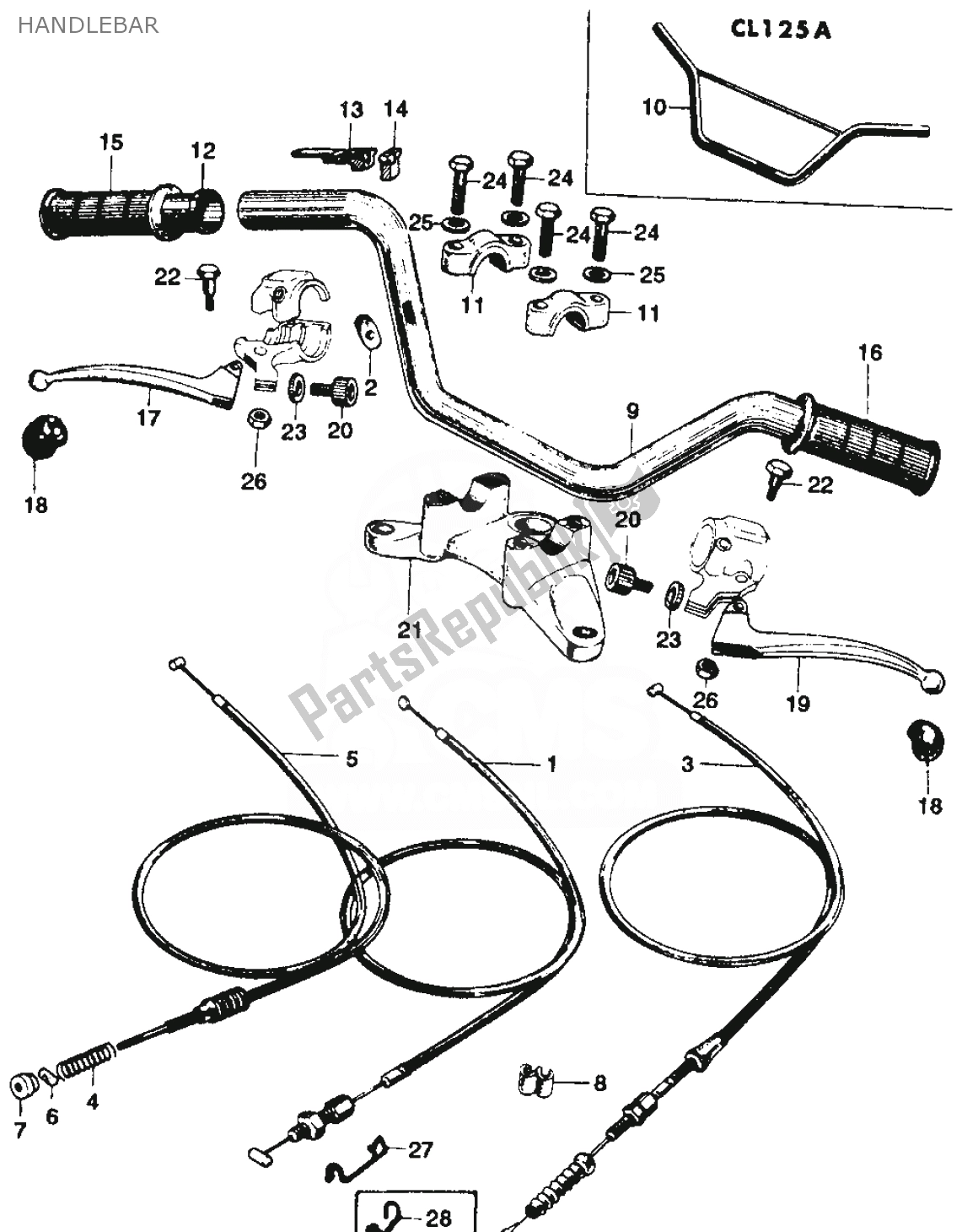 Todas as partes de Guidão do Honda SS 125 1967