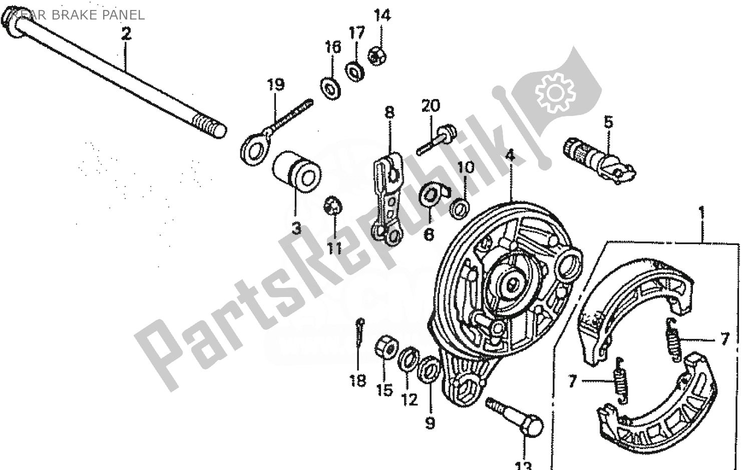 All parts for the Rear Brake Panel of the Honda C 50 CUB 1999