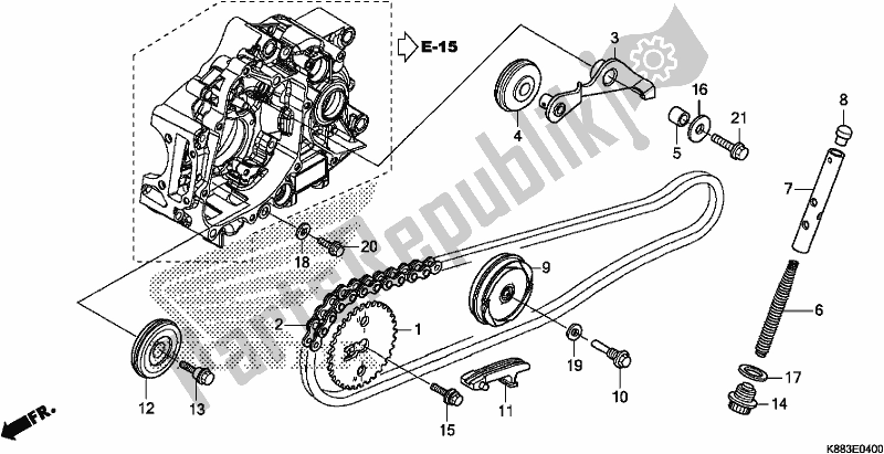 Alle onderdelen voor de Nokkenketting / Spanner van de Honda C 110X 2018