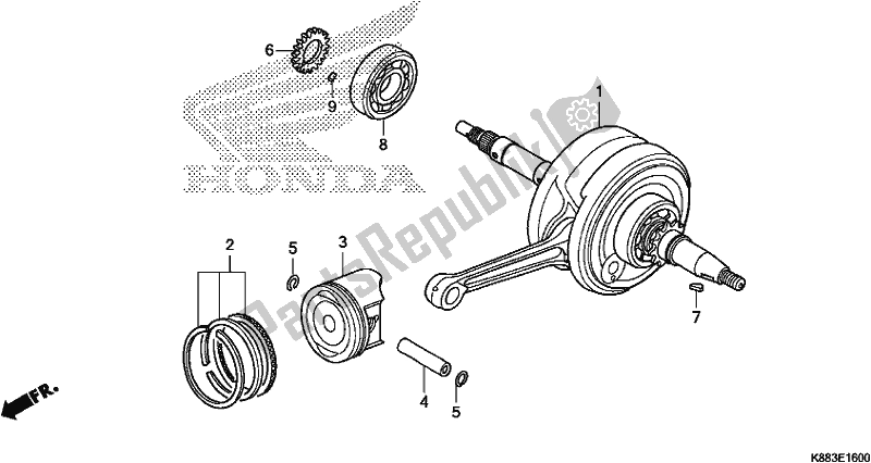 Alle onderdelen voor de Krukas / Zuiger van de Honda C 110X 2018