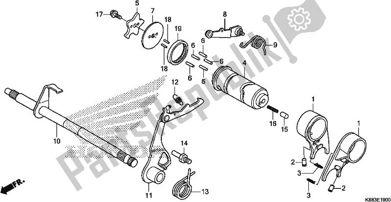 All parts for the Gearshift Drum of the Honda C 110X 2018