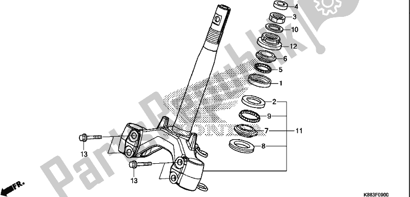 All parts for the Steering Stem of the Honda C 110X 2018