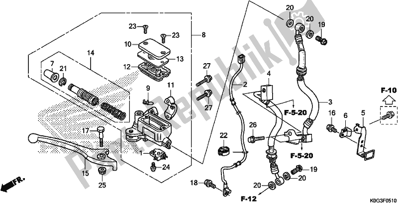 Toutes les pièces pour le Maître-cylindre De Frein Avant du Honda C 125A 2019