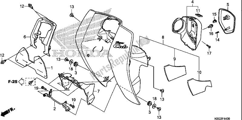 All parts for the Leg Shield of the Honda C 125A 2019