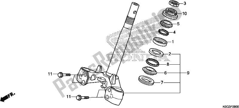 Todas as partes de Haste De Direção do Honda C 125A 2019