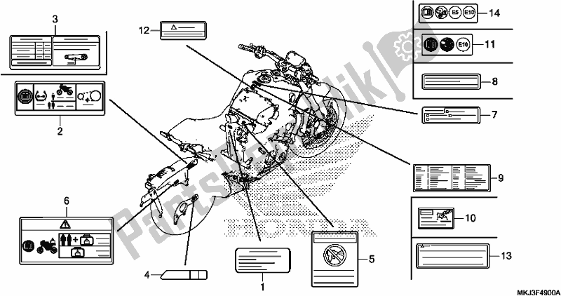 Todas las partes para Etiqueta De Precaución de Honda CB 1000 RA 2018