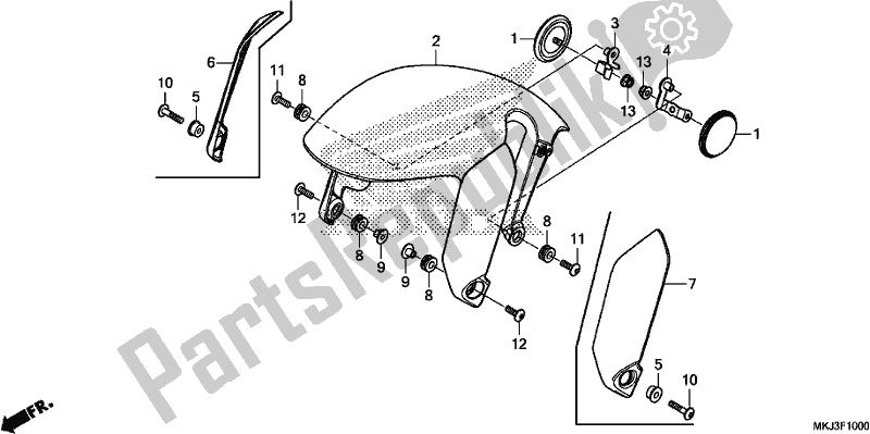 Tutte le parti per il Parafango Anteriore del Honda CB 1000 RA 2018