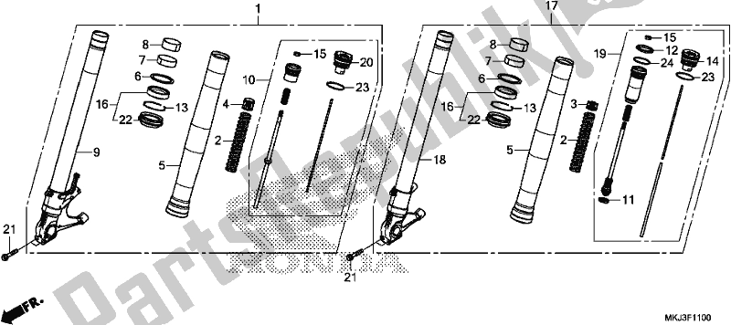 Tutte le parti per il Forcella Anteriore del Honda CB 1000 RA 2018
