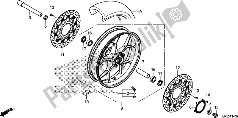 Todas las partes para Rueda Delantera de Honda CB 1000 RA 2018