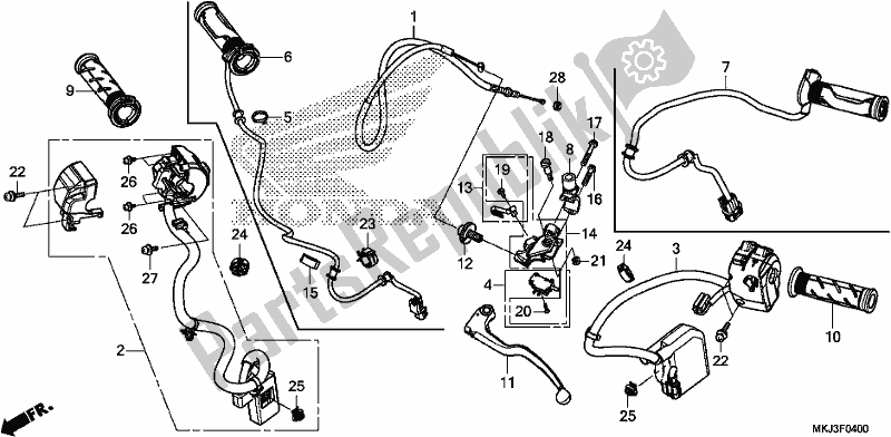 Todas las partes para Handle Lever/switch/cable de Honda CB 1000 RA 2018