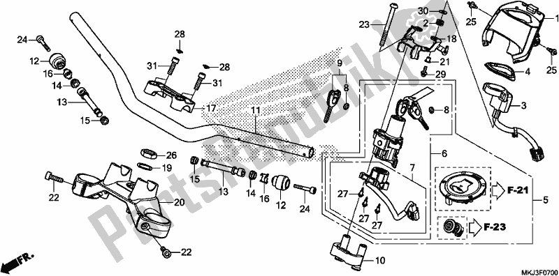 Tutte le parti per il Handle Pipe/top Bridge del Honda CB 1000 RA 2018