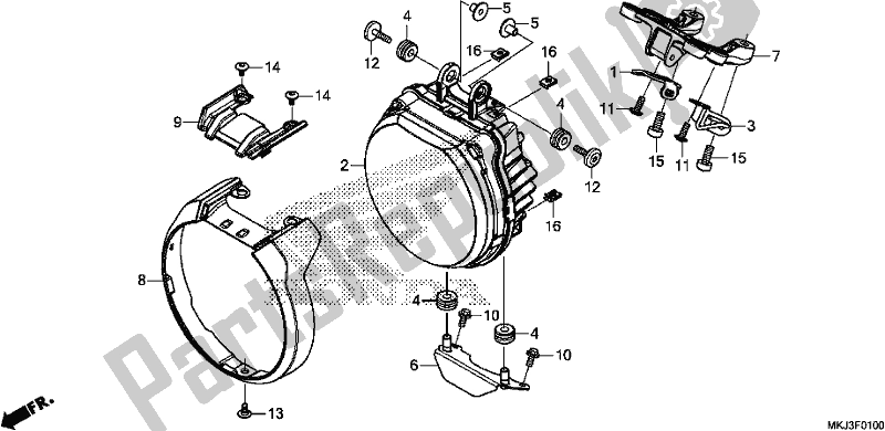 Tutte le parti per il Faro del Honda CB 1000 RA 2018