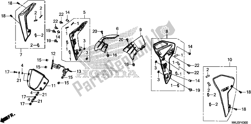 Tutte le parti per il Meter Visor/shroud del Honda CB 1000 RA 2018