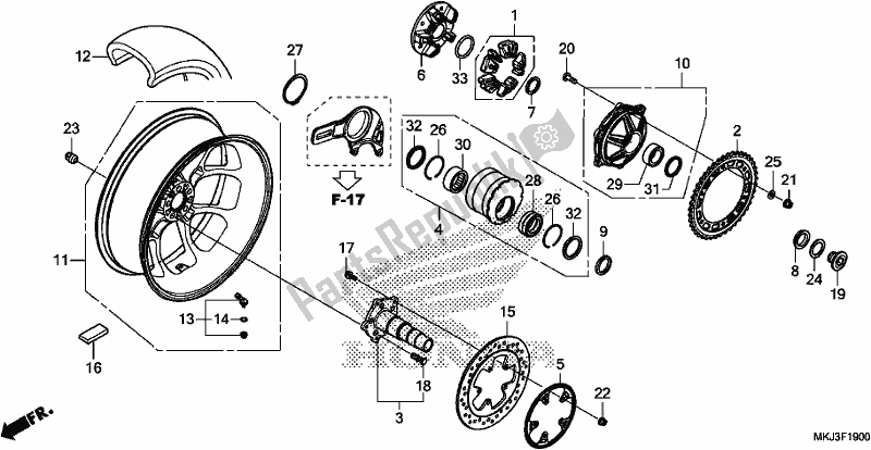 Tutte le parti per il Ruota Posteriore del Honda CB 1000 RA 2018