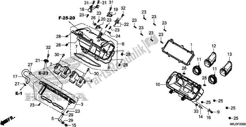 All parts for the Air Cleaner of the Honda CB 1000 RA 2019