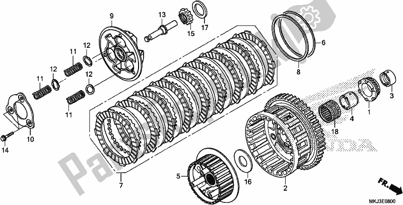 All parts for the Clutch of the Honda CB 1000 RA 2019