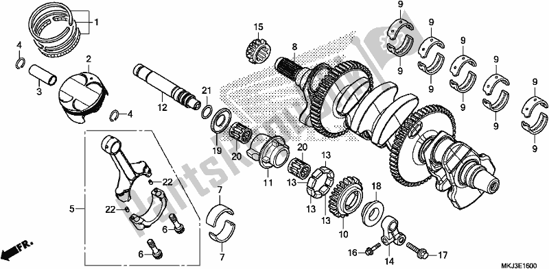All parts for the Crankshaft/piston of the Honda CB 1000 RA 2019