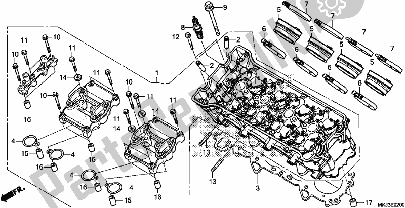 All parts for the Cylinder Head of the Honda CB 1000 RA 2019