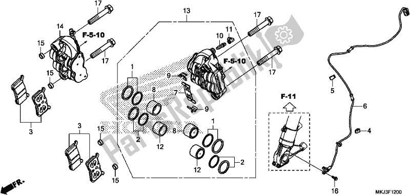 Todas las partes para Pinza De Freno Delantero de Honda CB 1000 RA 2019