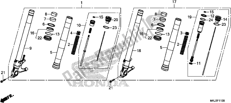 Todas las partes para Tenedor Frontal de Honda CB 1000 RA 2019