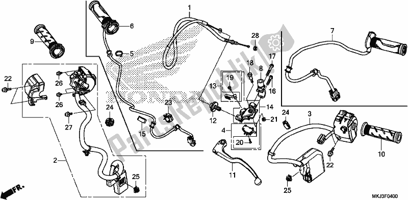 Todas las partes para Handle Lever/switch/cable de Honda CB 1000 RA 2019