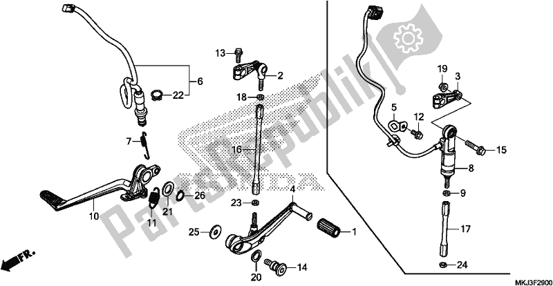 All parts for the Pedal of the Honda CB 1000 RA 2019