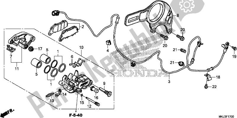 Todas as partes de Pinça De Freio Traseiro do Honda CB 1000 RA 2019