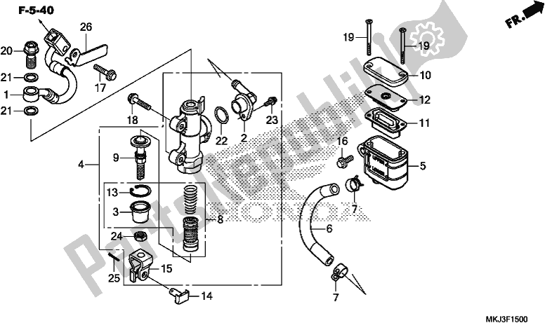 All parts for the Rear Brake Master Cylinder of the Honda CB 1000 RA 2019