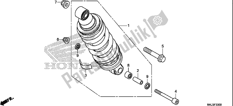 All parts for the Rear Cushion of the Honda CB 1000 RA 2019