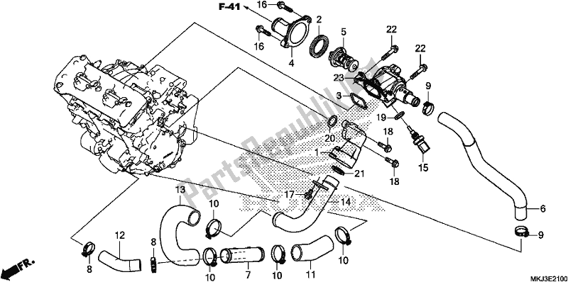 All parts for the Thermostat of the Honda CB 1000 RA 2019